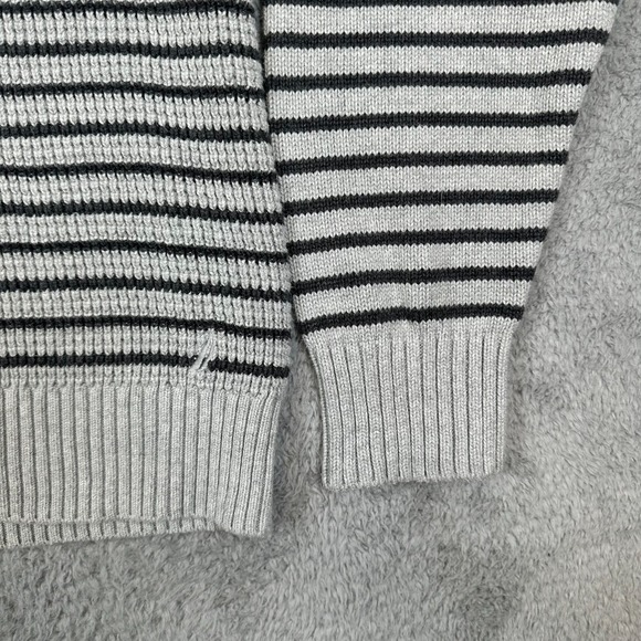 Nautica Shawl Collar Striped Mens‎ Sweater Sz XXL Gray Stretchy Embroidered Logo - Picture 5 of 11